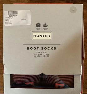 New In Box $50 Hunter Ribbed Original Tall Boot Socks Sz Large (US 8-10) Pink - Picture 1 of 11