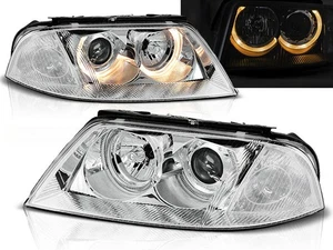fari per VW PASSAT 3BG B5 FL 2000 2001 2002-2005 angel eyes cromati LHD RHD - Picture 1 of 3