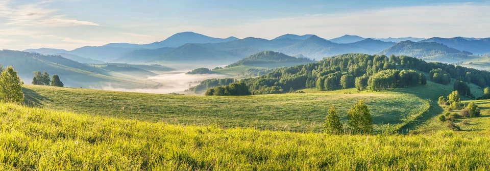 HO/N Scale Model Train Poster Board Background Image Rolling Hills (13"x39") - Image 1 of 1