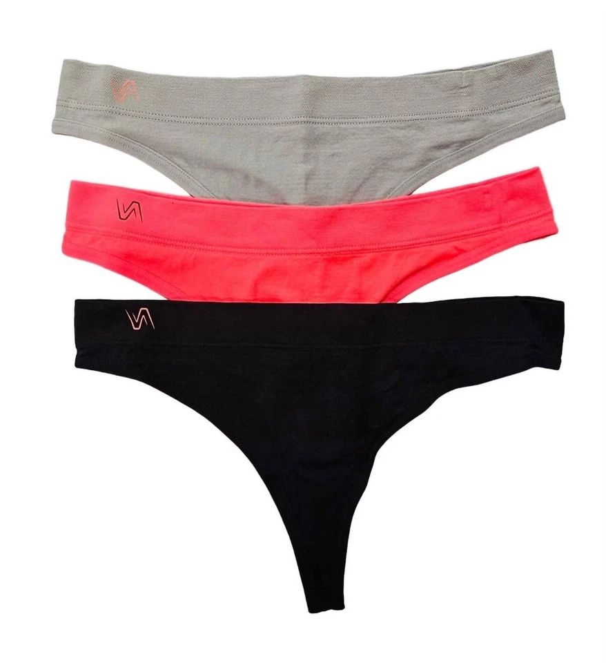 Paquete de 3 tangas New Balance Performance sin costuras negras/rojas eléctricas/grises para mujer Foto 1 de 1