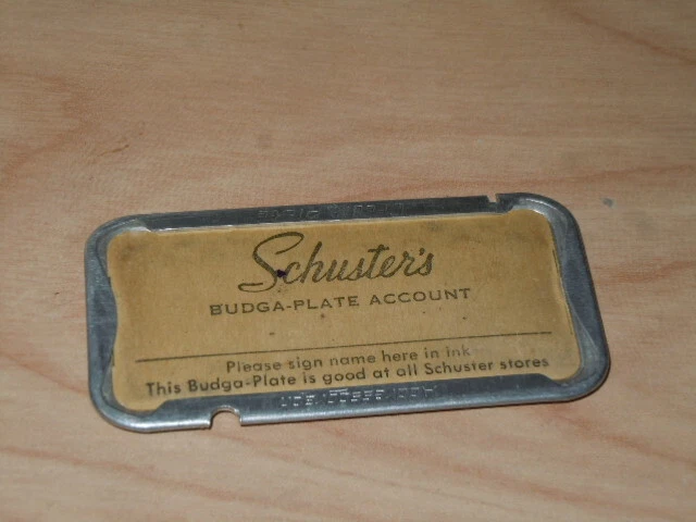 Vintage Milwaukee! Schuster's Budga-Plate early Credit Card from Addressograph - Image 1 of 4