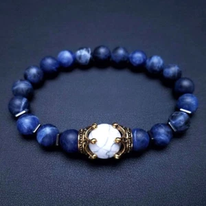 Men Women Bracelets Fashion Crown Beads Tiger Eye Natural Stone Beads Bracelets - Picture 1 of 14