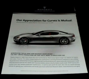 MASERATI 2008 GRANTURISMO SPORTS CAR ADVERTISEMENT OUR APPRECIATION - Picture 1 of 1