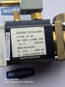 CHIRON 3 LVP 15 NC 99 COAXIAL VALVE 15C1 1/2BD 24P EMULSION 24VDC NEW OLD STOCK - Picture 1 of 5