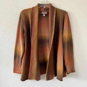 White Stag Womens Brown Neutral Ombre Open Front Cozy Southwestern Cardigan M - Picture 1 of 8