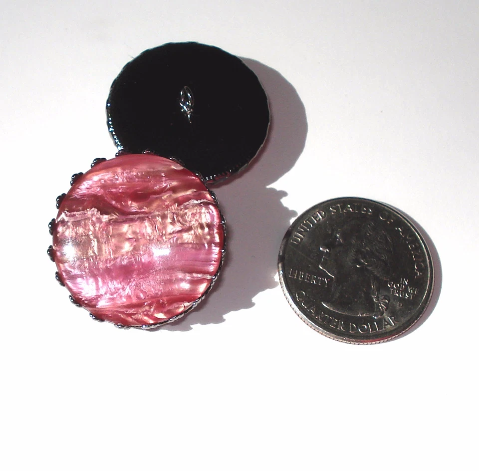 Acrylic Button Shimmer Layers Dusty Rose 1" handcrafted shank sew or pin on  - Image 1 of 1