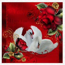 Valentine- Valentine's Swans- Fabric Craft Panels in 100% Cotton or Polyester