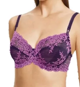 Wacoal 36DD Bra Embrace Lace Underwire Back Closure 65191 Purple Brown - Picture 1 of 5