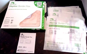 (3)pcs Mepilex Border Flex Self Adherent 6x6in Silicone Foam Dressing - Picture 1 of 5