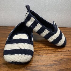 Baby Gap Sweater Knit Navy Stripe Nautical 18-24 Months Slip On Soft Sole Shoes