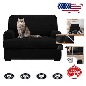 Transitional T Cushion Slipcover in Black - Stylish & Washable Armchair Cover - Picture 1 of 10