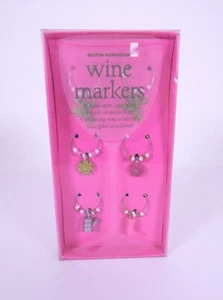 Boston Warehouse Wine Glass Markers Charms Cute Assorted Gardening Set of 6 NIP - Picture 1 of 3