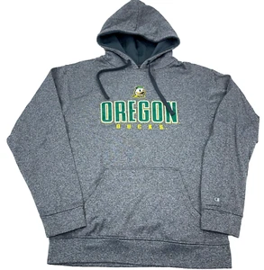 Oregon Ducks Hoodie Men Medium Gray Sweatshirt Sweater Performance Heather Poly - Picture 1 of 12