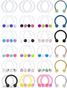 16G Clear Plastic Septum Rings Jewelry Flexible Silicone Horseshoes Septum Nose - Picture 1 of 6