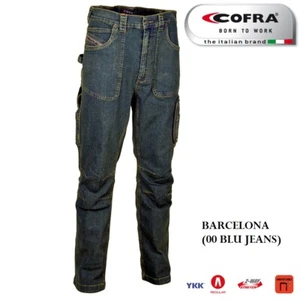 Pantaloni jeans da lavoro elasticizzati Cofra Barcelona multitasche in denim - Imagen 1 de 6