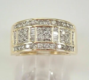 Men's 3 CT Round Baguette Lab-Created Diamond Band Ring 14K Yellow Gold Plated - Picture 1 of 8