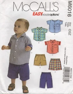 McCalls Sewing Pattern 6016 EASY Shirt Trousers Shorts for Baby & Toddler New - Picture 1 of 13