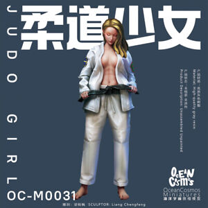 1/24 Scale 80mm Judo Girl Unpainted Resin Miniature Figure Model Unassembled Toy
