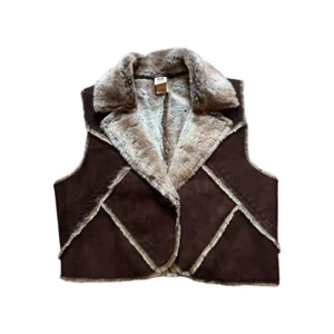 Faded Glory Reversible Faux Fur Brown / Tan Sleeveless Vest Ladies XL (16/18) - Picture 1 of 6