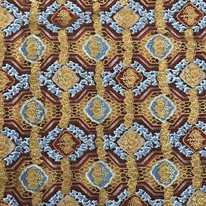 Great Wall Blue Brown Maroon Gold Leaf Medallion RJR Fashion Fabrics READ 1+ Yd - Picture 1 of 7