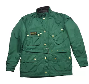 Barbour Lighting Gold Waterproof Breathable Belted Green Biker Jacket size XL - Picture 1 of 14