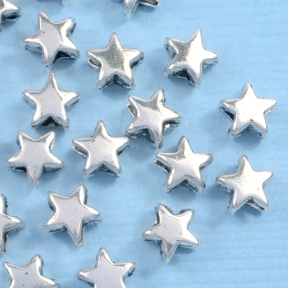 50 x Tibetan Silver Star Spacer Beads 6mm Charms Jewellery Findings  - Image 1 of 2