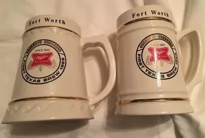 Lewis Bros Ceramics Miller High Life First Texas Brew Ft Worth 1969 Mug Set Of 2 - Picture 1 of 12