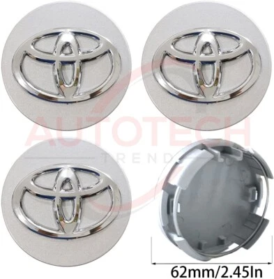 SET OF 4 TOYOTA WHEEL RIMS CENTER CAPS SILVER/CHROME LOGO 62MM CAMRY  - Image 1 of 2