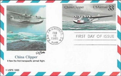 China Clipper Seaplane 1935 First Transpacific Airmail Flight Card USA FDC 1985 - Image 1 of 2