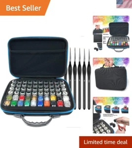 Model Paint Carry Case for 60 Bottles with 6 Detail Brushes - Lightweight Design - Picture 1 of 10