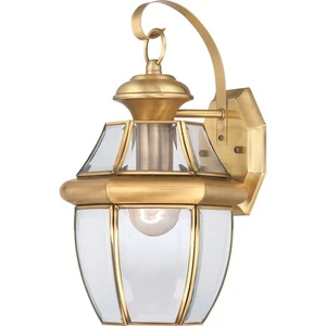Quoizel NY8316 Brass Newbury 1-Light 14"H Outdoor Wall Sconce With Clear Glass - Picture 1 of 7