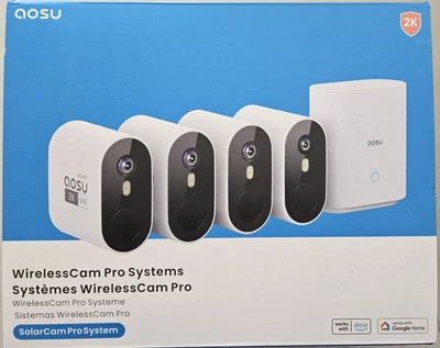 AOSU Security Cameras Outdoor Wireless, 4-Cam-Kit, 166° Ultra-Wide-Angle,...  - Image 1 of 4