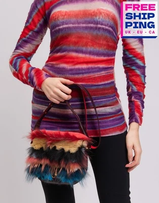 RRP€1650 PAULA CADEMARTORI Leather Bag HANDMADE Rex Rabbit Finn Raccoon Fur Flap - Image 1 of 4