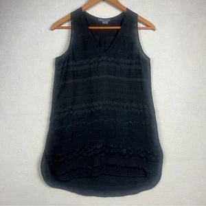 Vince schwarze ärmellose Tank Bluse Größe XXS 2XS Leinen Seide Nylon Mischung - Bild 1 von 14