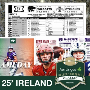 2025 Iowa State vs Kansas State flipcard e note programma IRLANDA NCAA calcio - Foto 1 di 7