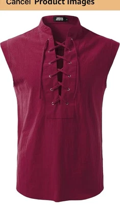 Camisa Vikinga Medieval Renacimiento Pirata Sin Mangas Con Cordones Retro Para Hombre M Foto 1 de 4