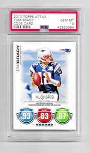 2010 TOPPS ATTAX FOOTBALL CODE CARD INSERT TOM BRADY PSA 10 NEW ENGLAND PATRIOTS - Picture 1 of 5