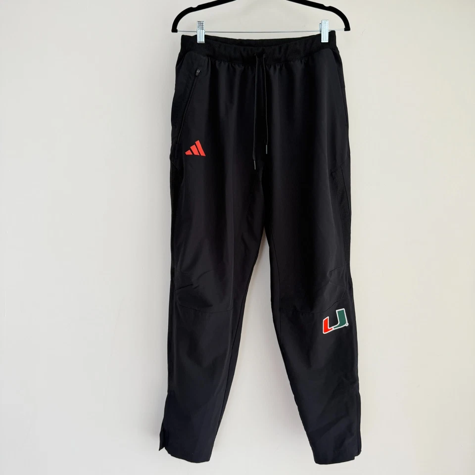 Miami Hurricanes Adidas Pants Mens Medium Black Team Issued Player ID 94 Joyce - Image 1 of 4