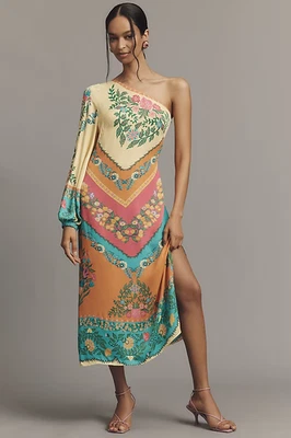 NewFarm Rio x Anthropologie One-Shoulder Printed Midi Dress Elisa XL NWT - Image 1 of 3