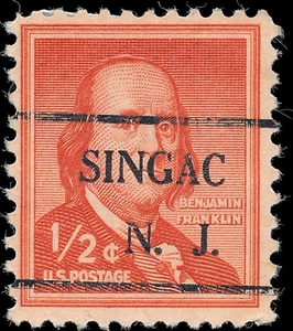 Zgrill89 US Stamp-Sc#1030 PRECANCEL SINGAC N.J. PSS#701(1) RARE - Picture 1 of 2