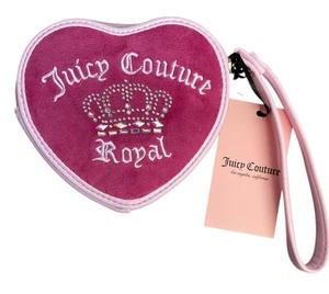 NWT Juicy Couture Kingdom Heart Zip Wristlet - Raspberry Tart Velour - Picture 1 of 5