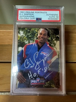Pop 7 PSA 10 AUTO O.J. Simpson 1991 ProLine Portraits HOF 85 Inscription RARE! - Image 1 of 2