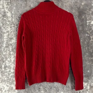 St Johns Bay Size S Cable Knit Turtleneck Sweater Red Long Sleeve Casual - Picture 1 of 7