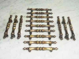 Tirador de cajón de latón tirador de gabinete de 4 3/4 pulgadas, juego de 15 vintage de 2 tonos, sin firmar - Imagen 1 de 4