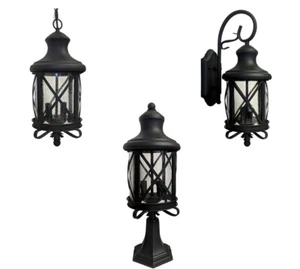 Aluminum Outdoor Exterior Lantern Wall Lighting Fixture Black Sconce Hanging - Picture 1 of 4
