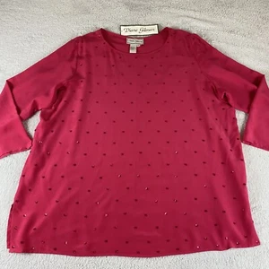 Blusa pulóver túnica mujer Diane Gilman talla 3X rosa brillante seda lentejuelas nueva con etiquetas - Imagen 1 de 11