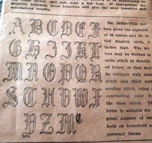 SELTEN VTG 1920er BILDREVIE Transfermuster 3" ALPHABET ALTE ENGLISCHE MOTIVE - Bild 1 von 1