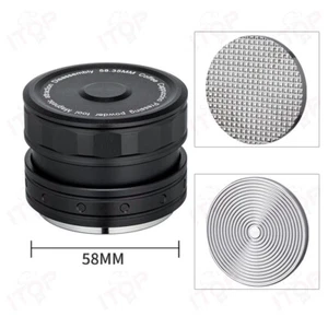 Coffee Espresso Tamper 51-58mm Black/Silver Replaceable Waffle or Ripple Base - Picture 1 of 29