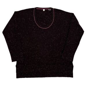 Margaret O'Leary Cashmere Sweater Speckled Black Pink Scoop Neck Women's XS