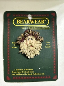 Boyds Bearware Navidad Santa Face Pin Ropa Folclórica Sombrero de Resina 1995 NUEVO Raro - Imagen 1 de 4